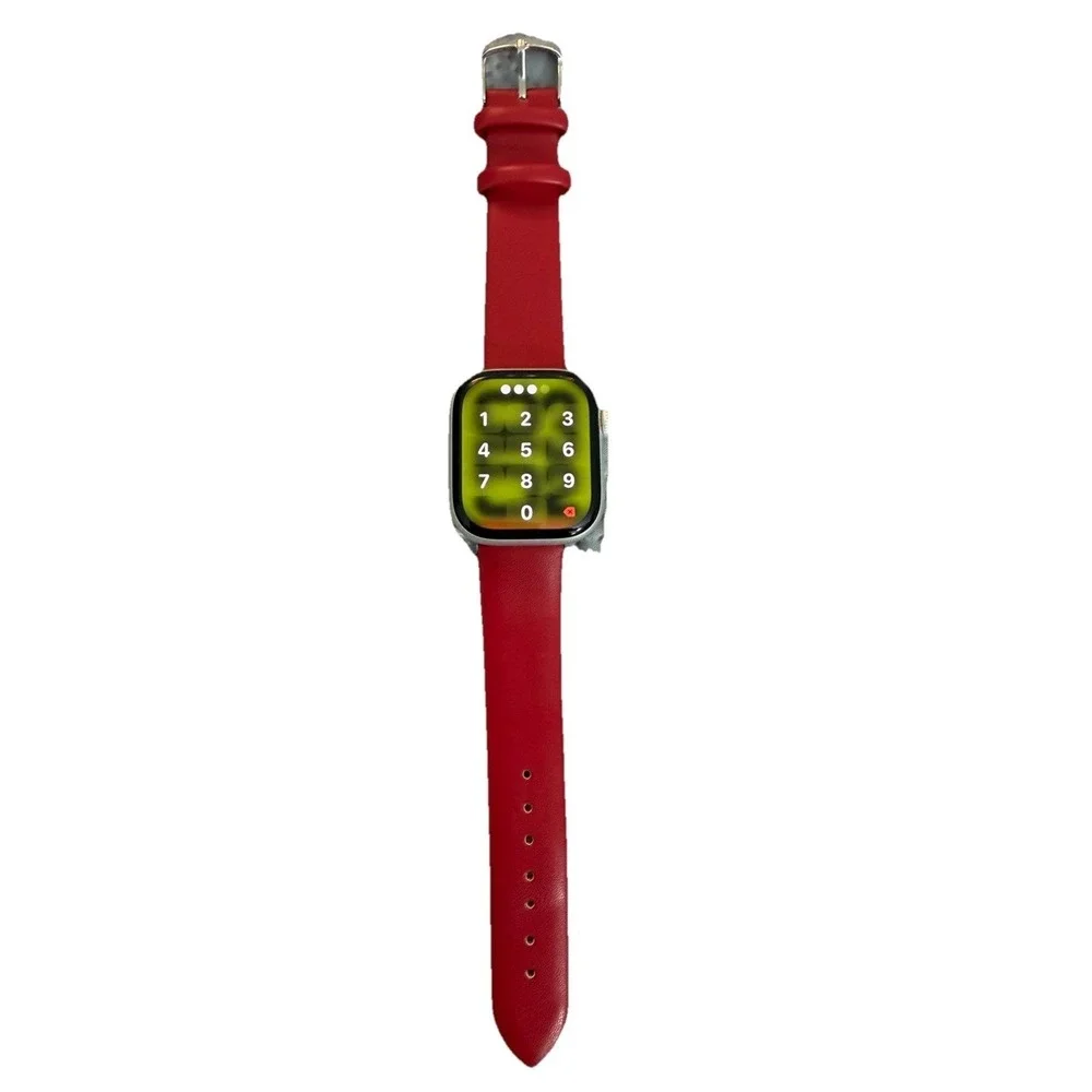 Unisex's Genuine Leather Smartwatch Watch Band Red Size 38-40 MM New